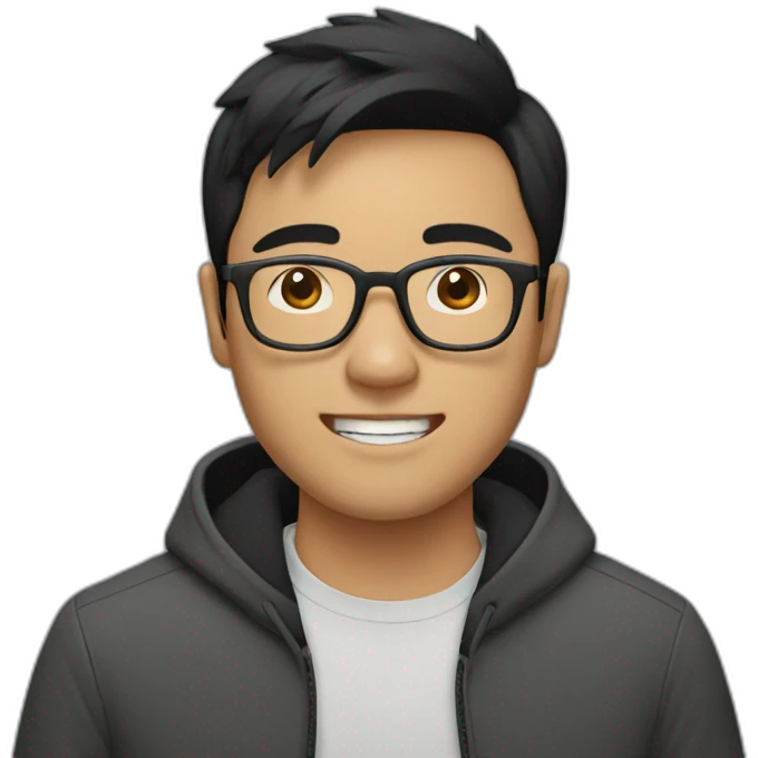 southeast asian male with glasses and black hair emoji