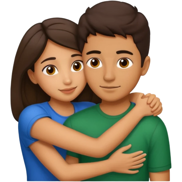 Italian girl and Mexican boy hugging emoji