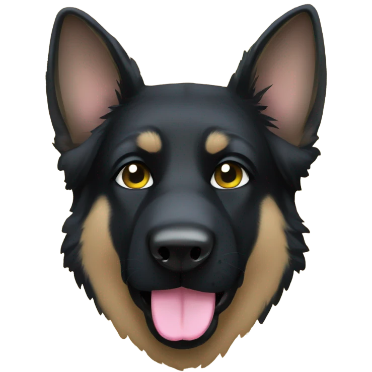 All black German shepherd with glitter frowning emoji