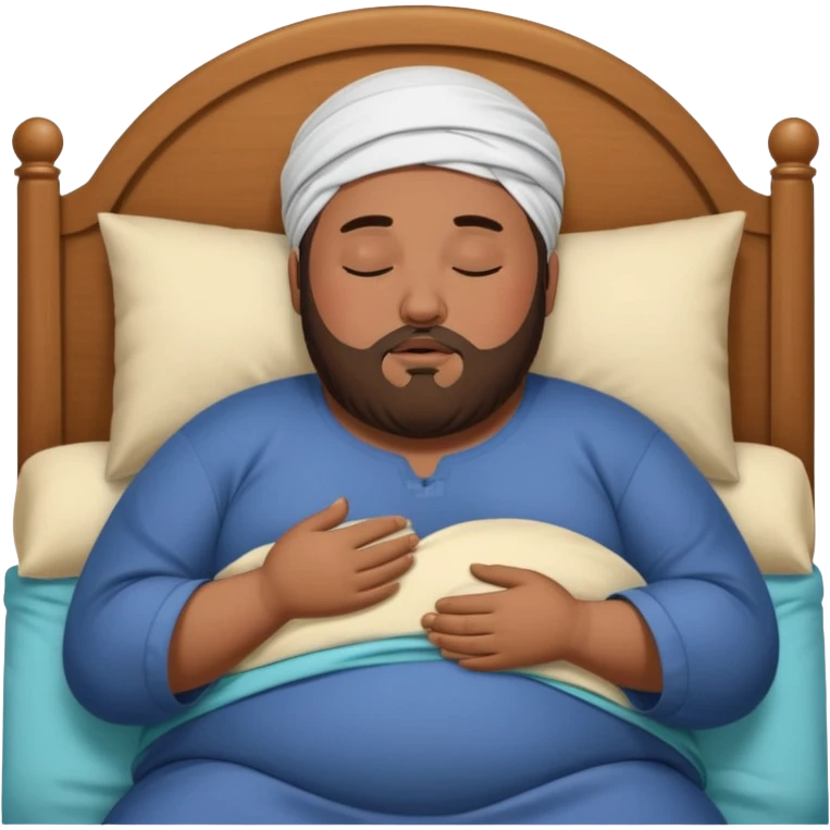 Hijabi and obese brown man asleep in bed emoji