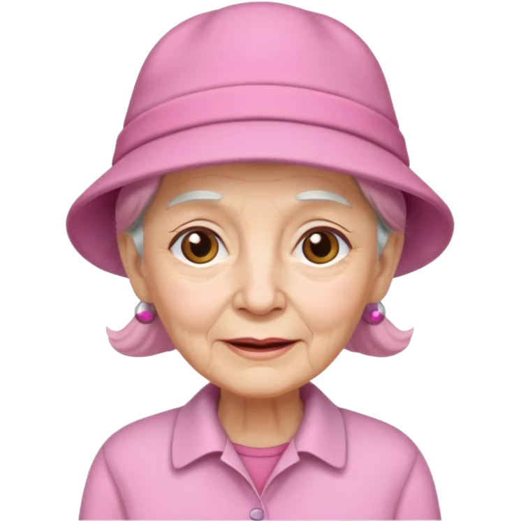eldery with pink hat and shirt emoji