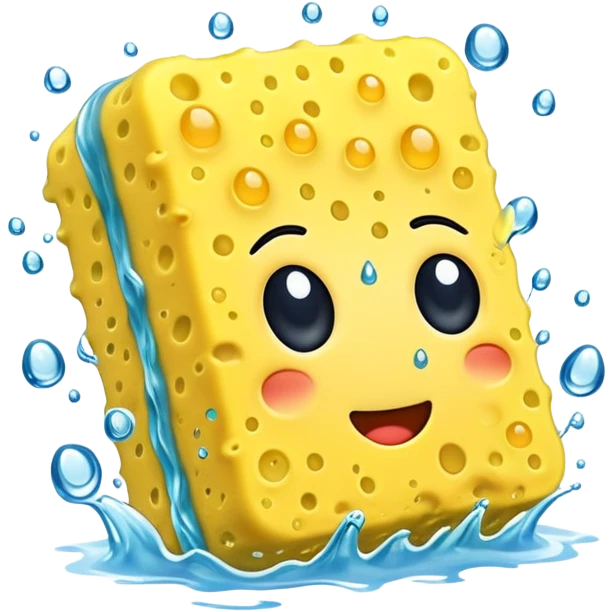yellow squeezed sponge with water dripping out emoji