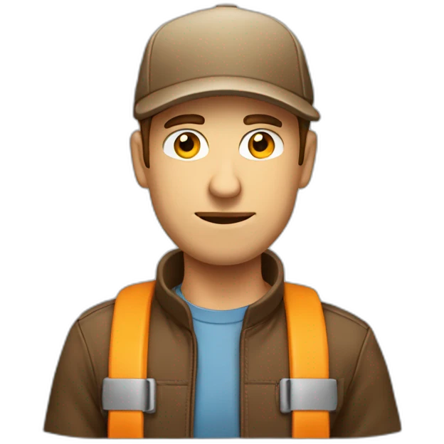 creative-man,-caucasian,-with-a-brown-cap-with-a-serious-gesture-without suitcase emoji