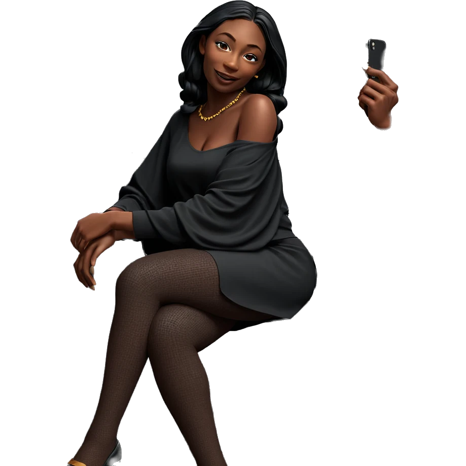 sitting dark-skinned woman with phone emoji