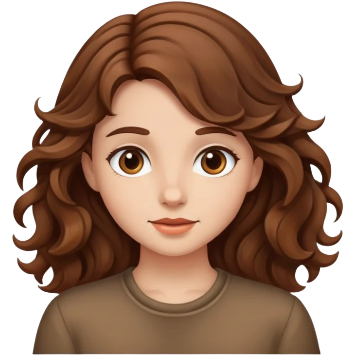 chica con cabello ondulado castaño emoji