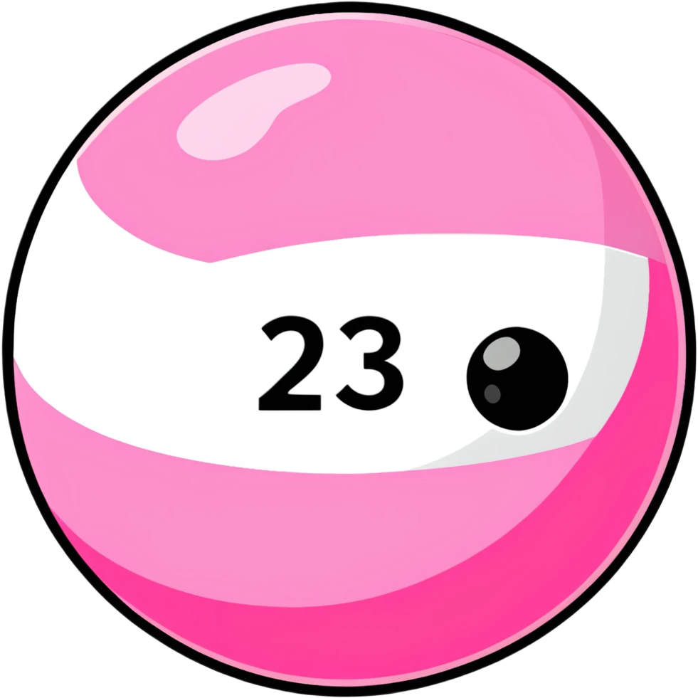 pink billiard ball with the number 23 inside a white circle emoji