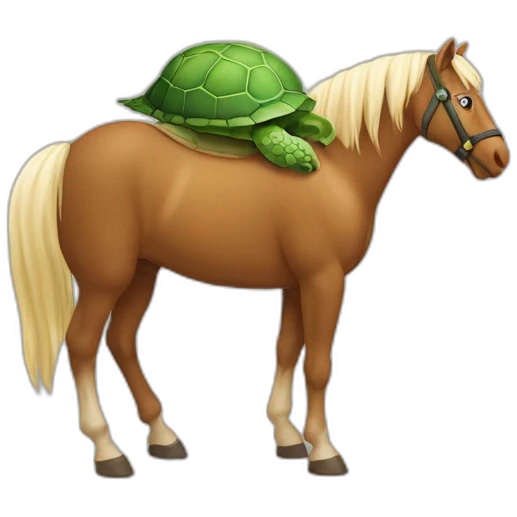 Un cheval qui porte une tortue emoji