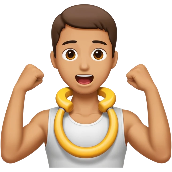 Arms holding neck opening mouth emoji