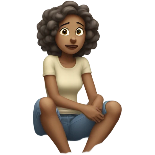 Woman is dizzy sitting on a white cloud  emoji