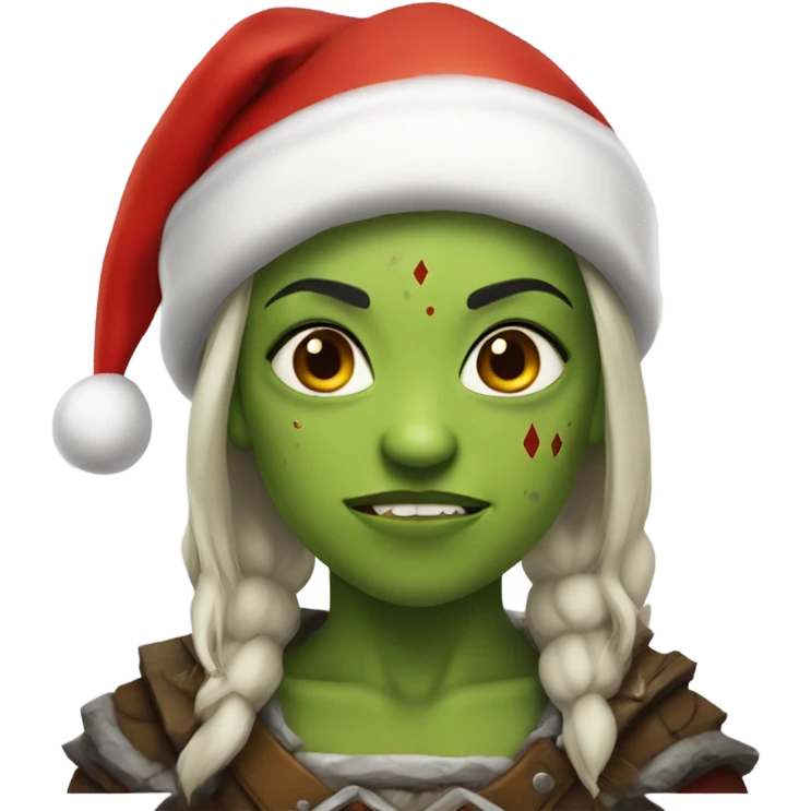 orc female warrior with santa hat emoji