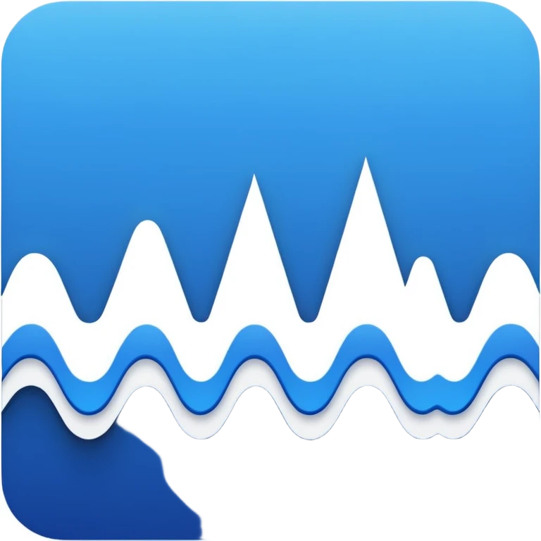 logo on white background showing a waveform morphing into text. Clean blue and white geometric emoji