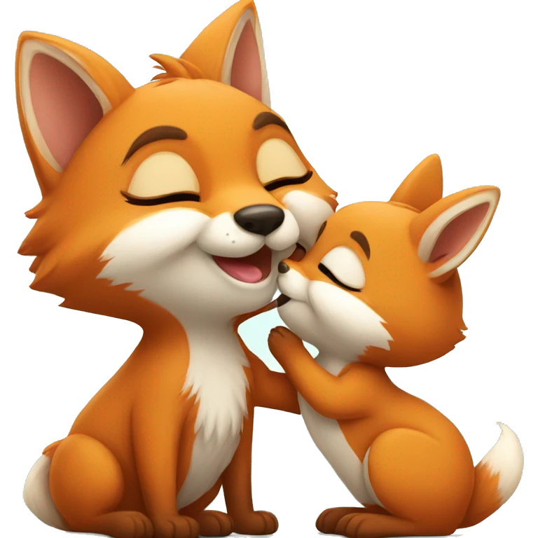 little fox kisses a bunny emoji