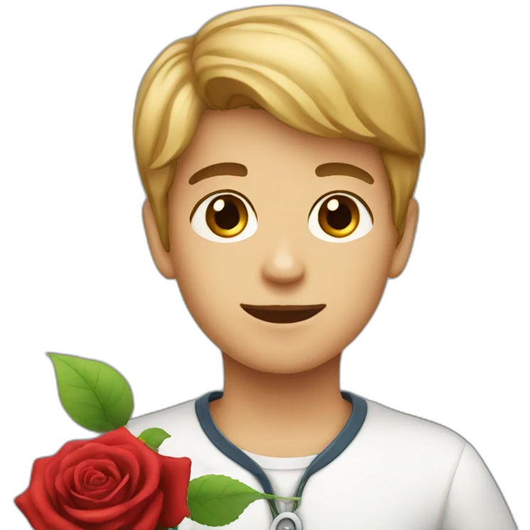 boy with rose emoji