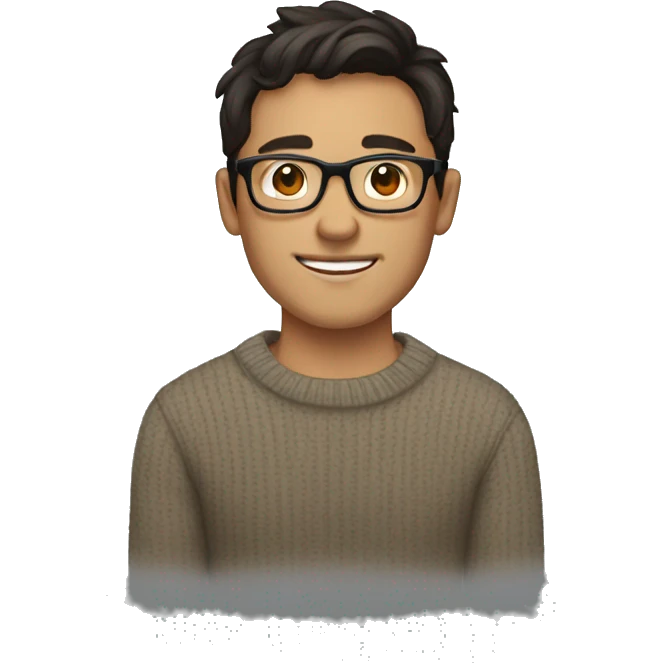 handsome light skinned, dark haired man with glasses wearing a pulover emoji