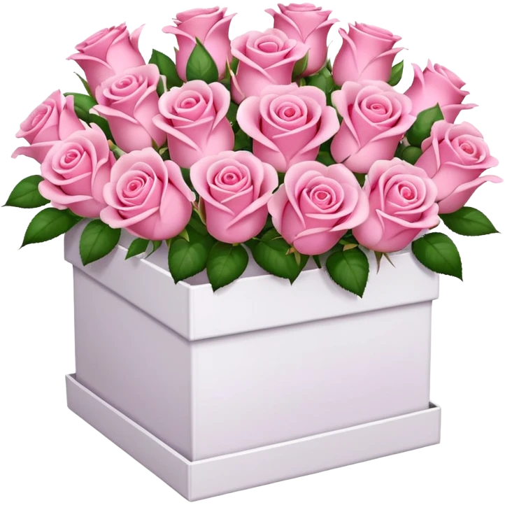 bouquet of pink 30 roses in a white box，no emoji