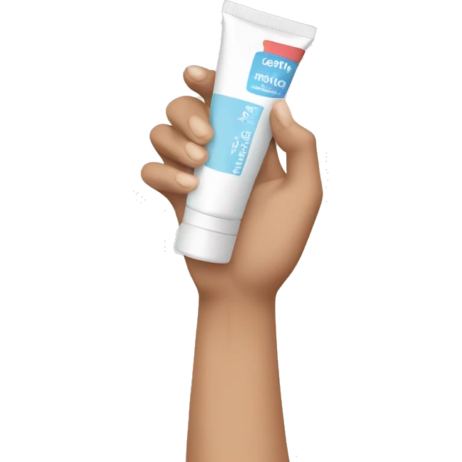 A hand holding a moisturizer cream tube  emoji