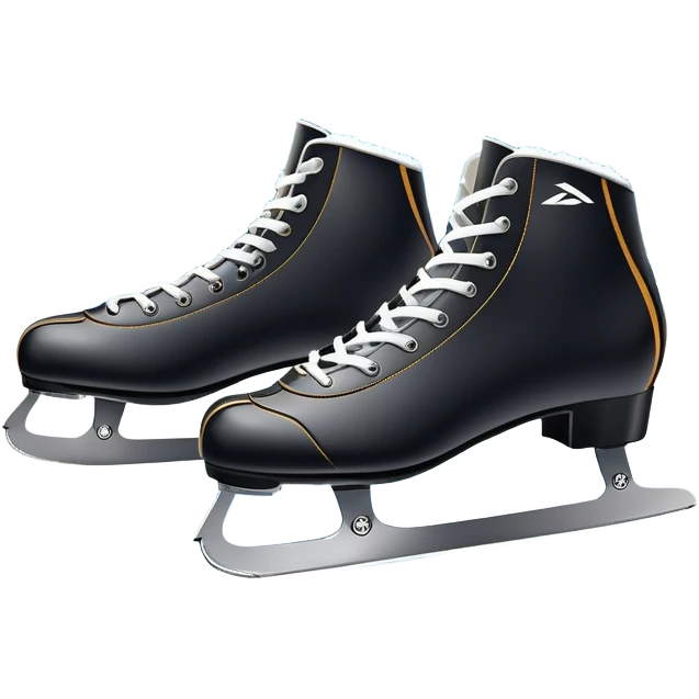 An icon showing close-up speed skating boots with long blades gliding across smooth ice. In the background, a professional racing track curves through a snowy winter landscape with mountains and pine trees under a bright sky. Transparent background enhances the dynamic scene. emoji