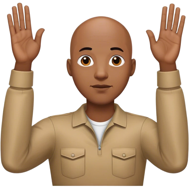 Bald black man with hands up  emoji
