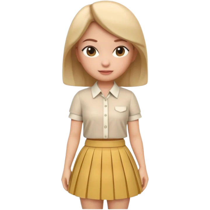 A 3D cartoon outfit with a blouse and skirt arranged together, clean background, natural light, realistic Memoji-style look. emoji