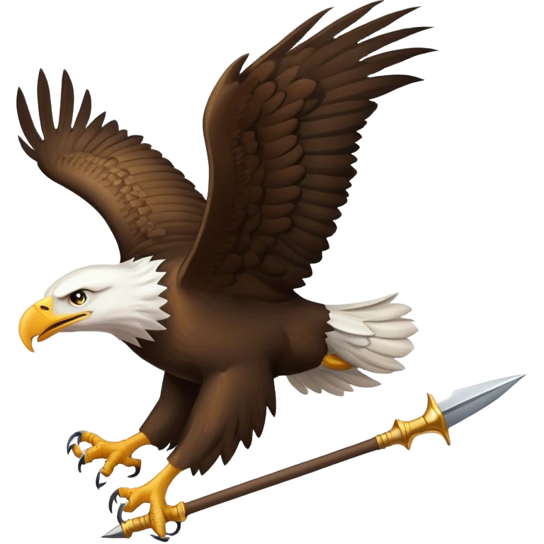 Bald eagle flying with a spear emoji