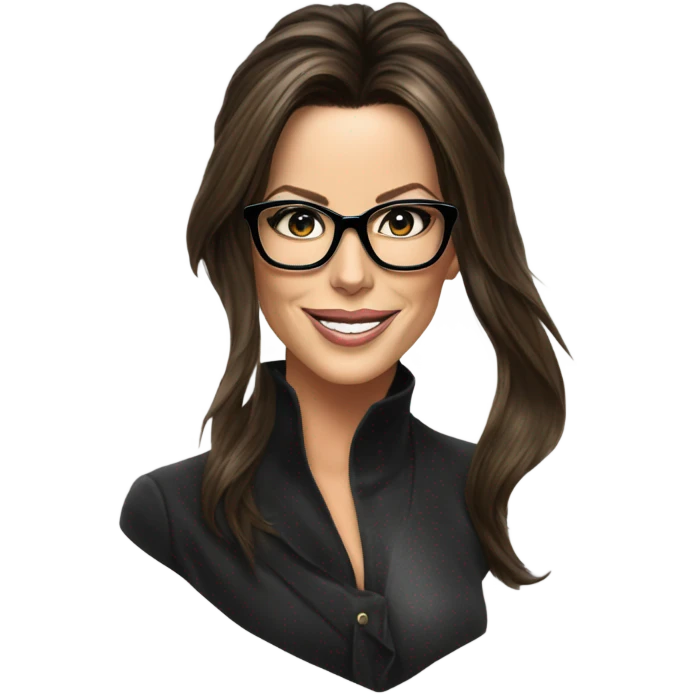 Kate Beckinsale, glasses, happy new year emoji