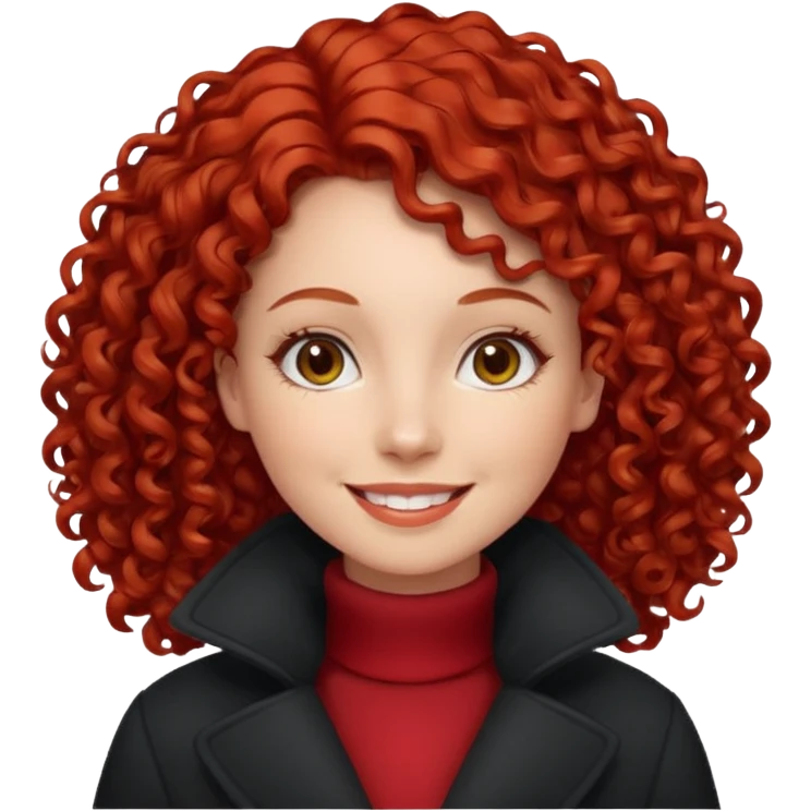 Woman with Red Curly Hair – Red curly hairstyle, wearing red dress wearing winter clothes




 emoji