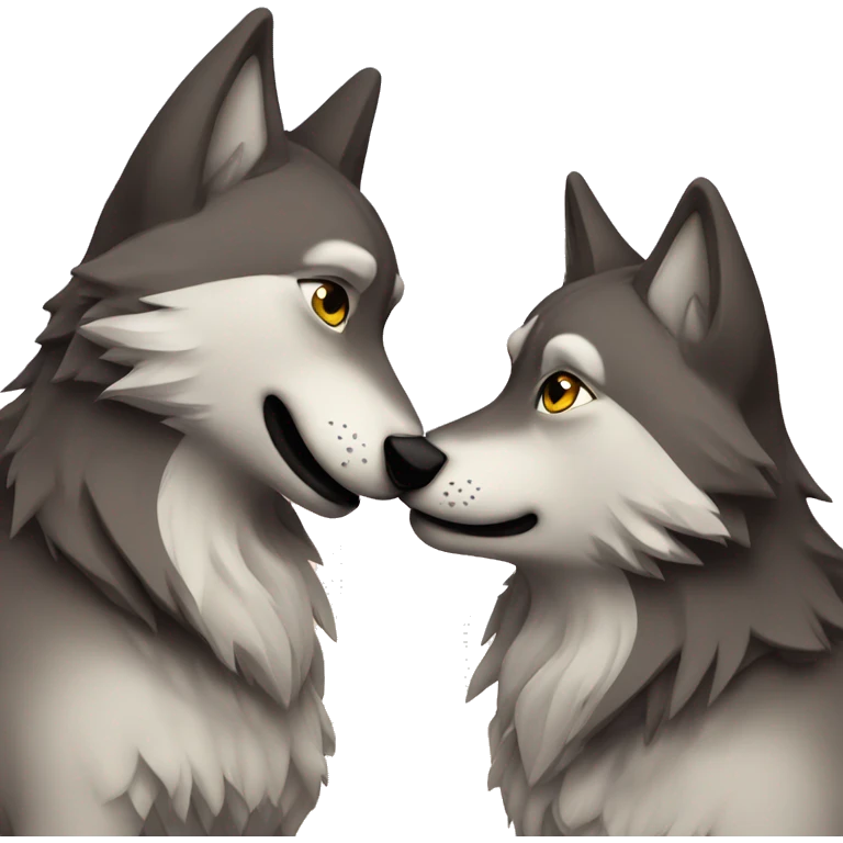 Two wolfs kiss emoji
