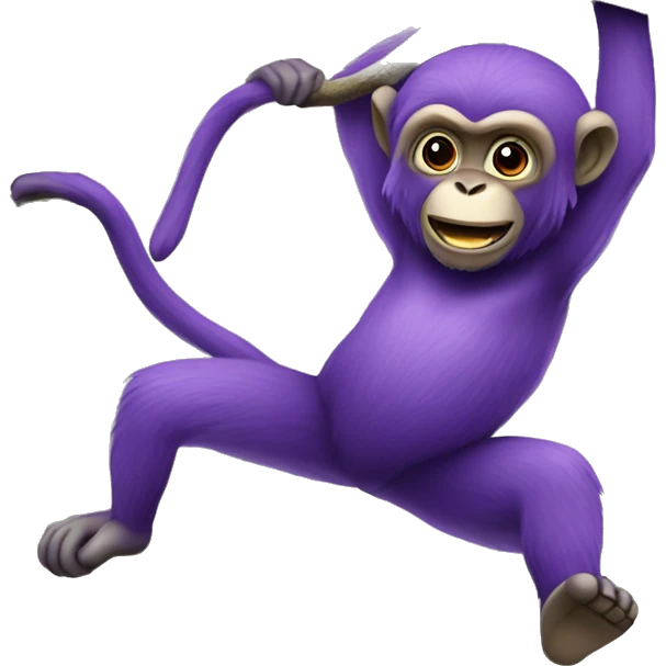 purple monkey swinging on a tree  emoji