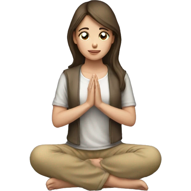Pale brunette girl kneeling praying emoji