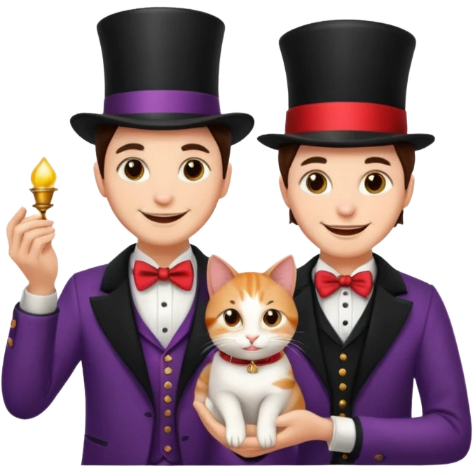 magician couple and their pet cat emoji