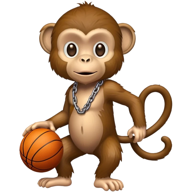 monkey with a chain holding a basketball emoji
