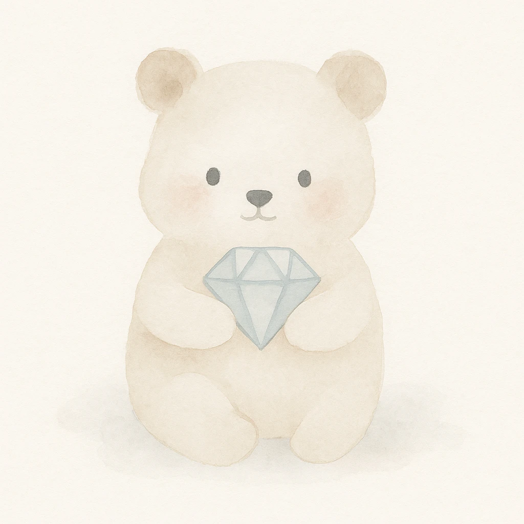 cute animal holding a diamond emoji