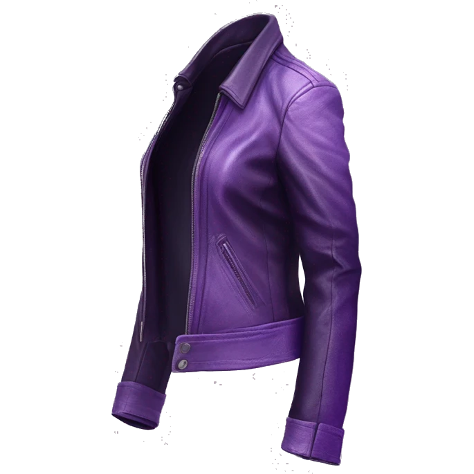 Realistic isolated side view of a pastel purple to dark purple ombre open leather fashion jacket. emoji