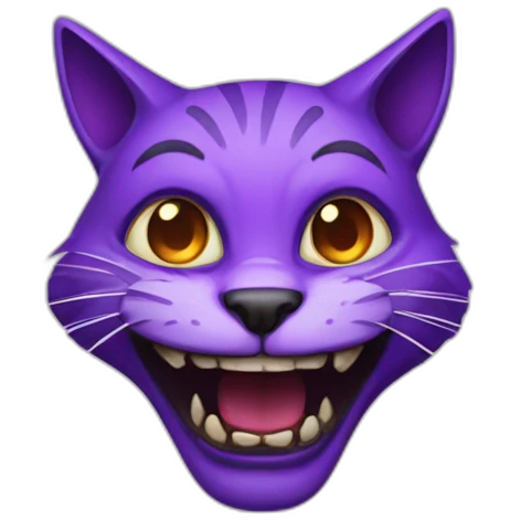 scary purple cat with full black eyes and a huge smiling mouth  emoji
