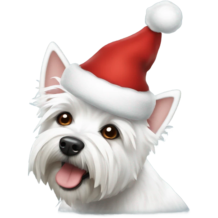 Westie wearing Christmas hat emoji