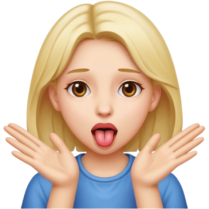 girl with hands facing out and tongue sticking out  emoji