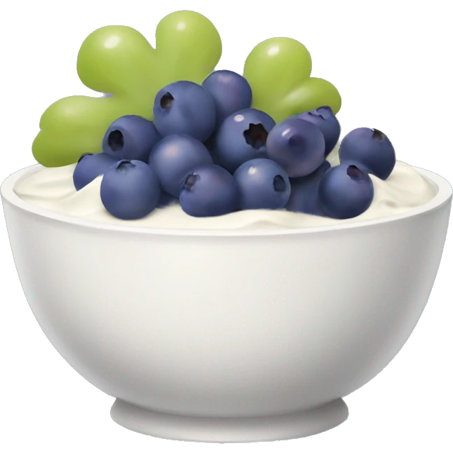 yoghurt bowl with grapes and blueberries emoji