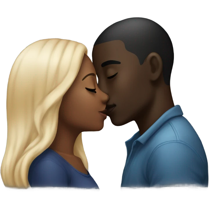 darkskin black girl kissing lightskin black guy   emoji