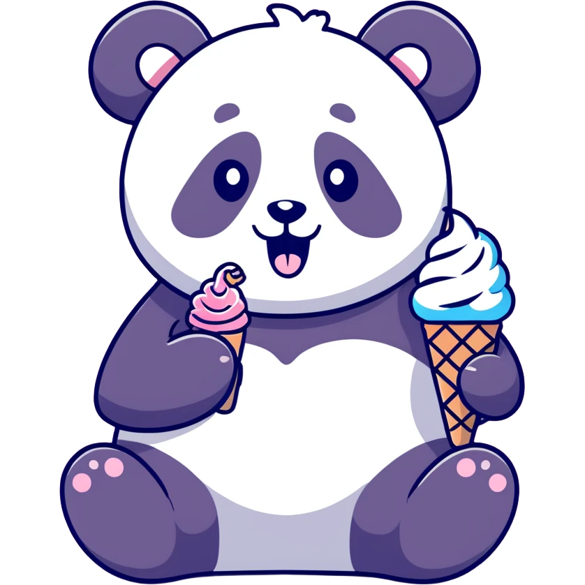 Panda eating ice cream emoji