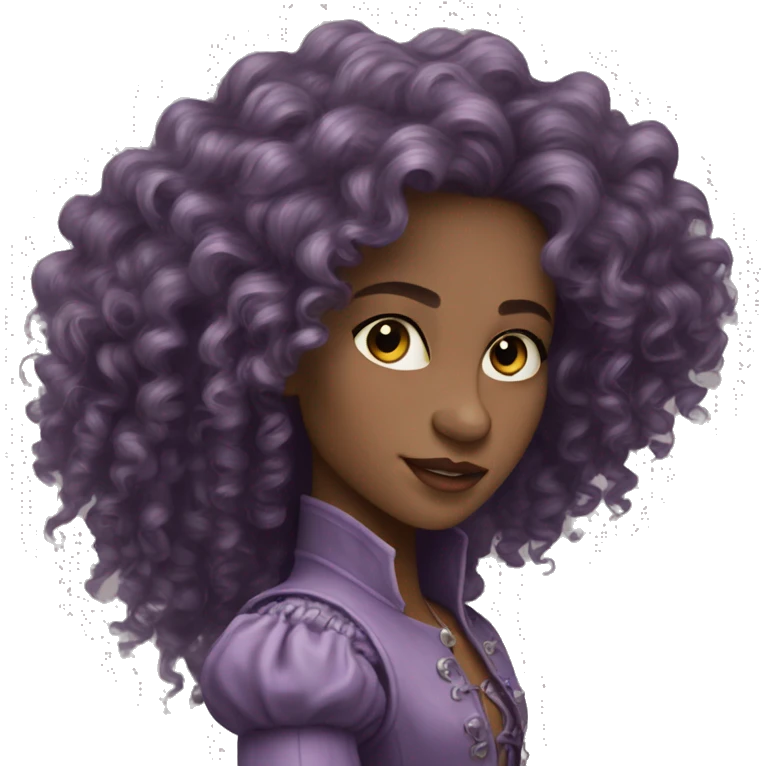 Three musketeers dark lilac women curly long hair emoji