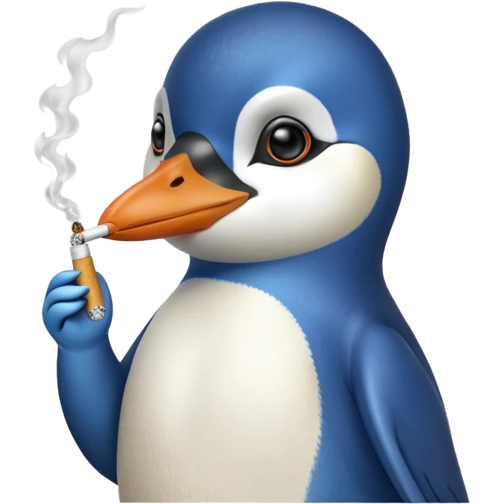 Blue penguin cigarette  emoji
