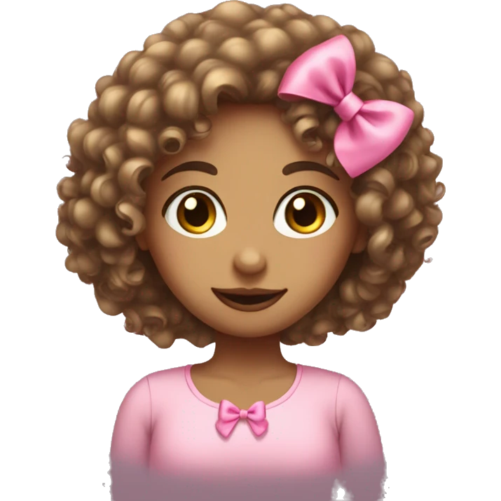 Curly girl with pink bow  emoji