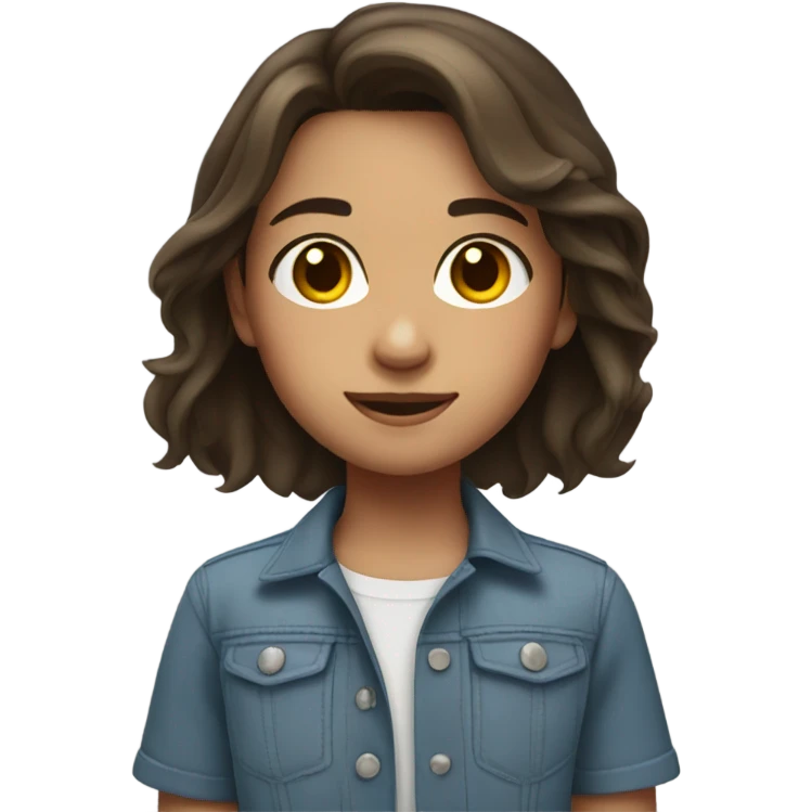young brunette girl portrait emoji