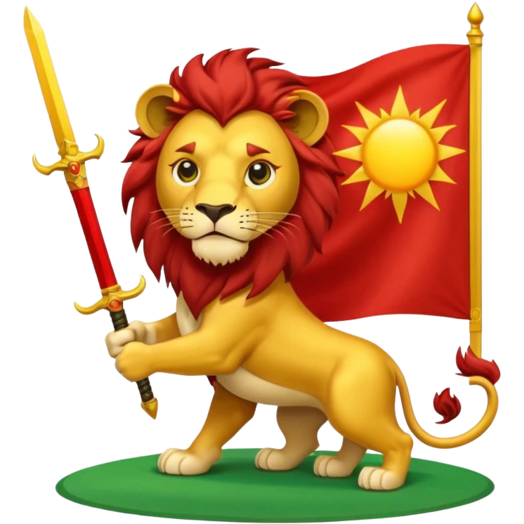 A lion with a sword and the sun on top of it and on the top green and bottom red flag emoji