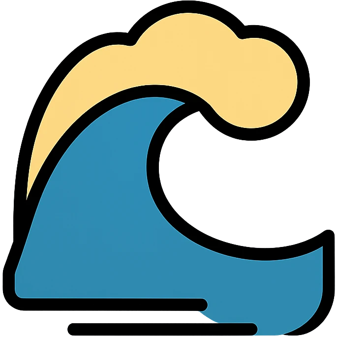 stylized sea wave with foamy crest, vector icon, smooth curves, clear silhouette emoji