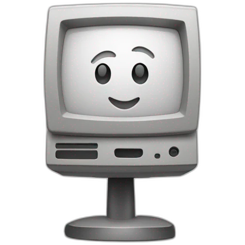 macintosh computer with the word hello on its monitor emoji