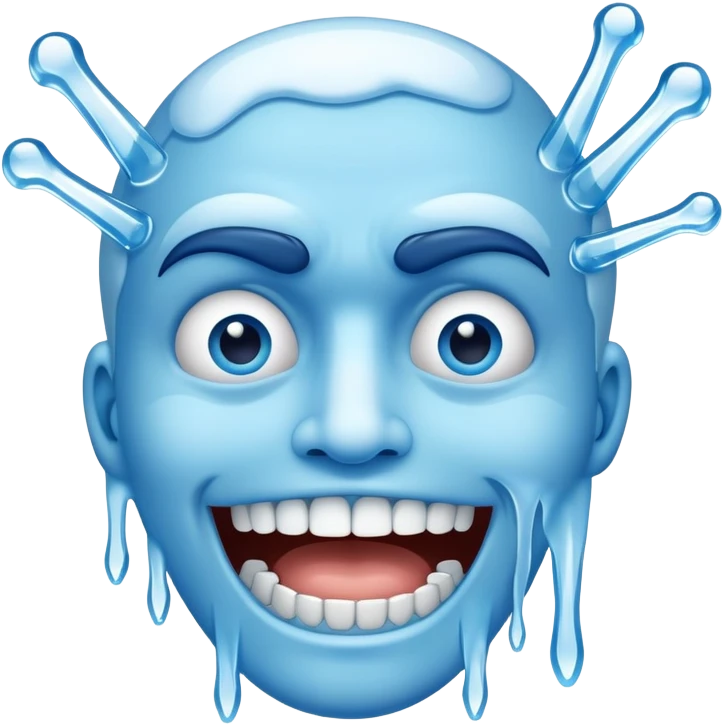 Shivering blue face with chattering teeth and icicles emoji