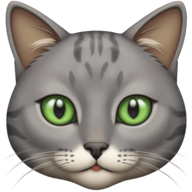 chat gris avec des yeux vert foncé et une tache en dessous du coup sur son corps emoji