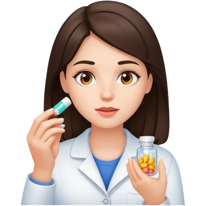 brunette girl taking pills  emoji