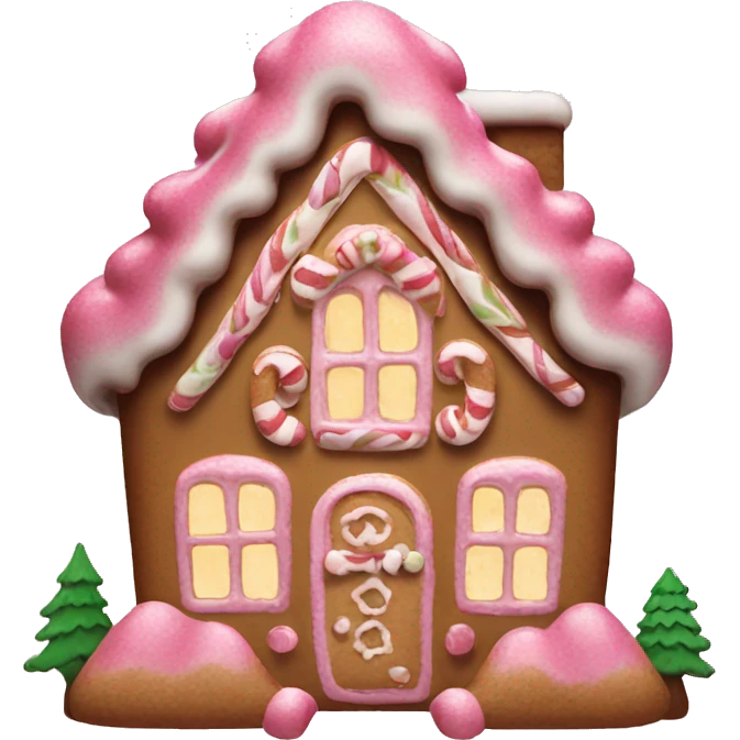 Pink ginger bread house Christmas  emoji